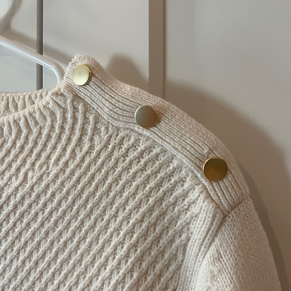 Talbots Neutral Colorblocked Sweater with Gold Button Detail - Picture 4 of 7